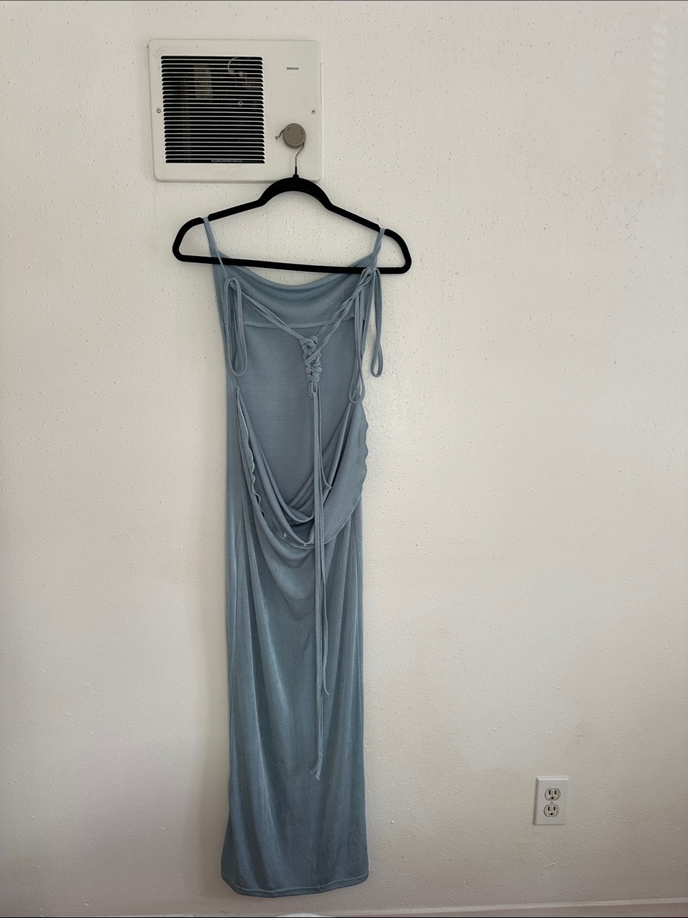 Light Blue Draped Maxi Slip Dress